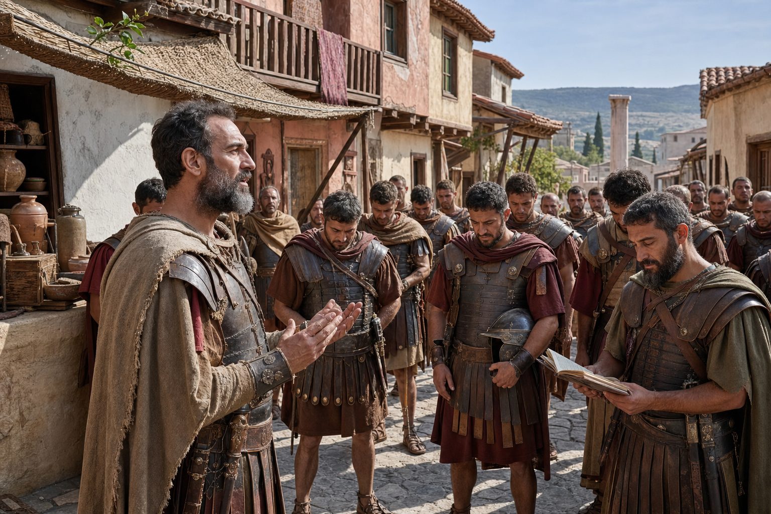 Imagen fotorrealista, El sufrimiento del santo mártir Meletio Stratilat y con él 1318 guerreros, calendario ortodoxo, 2026-06-06, martyrdom